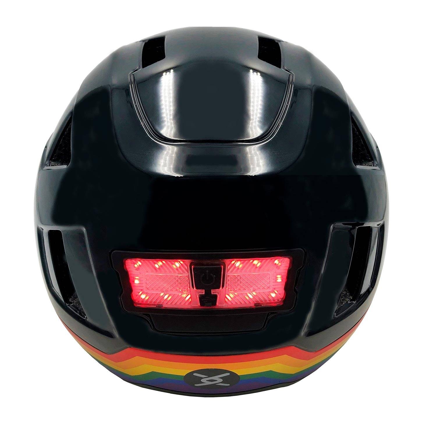 Rear view of XNITO helmet with red light