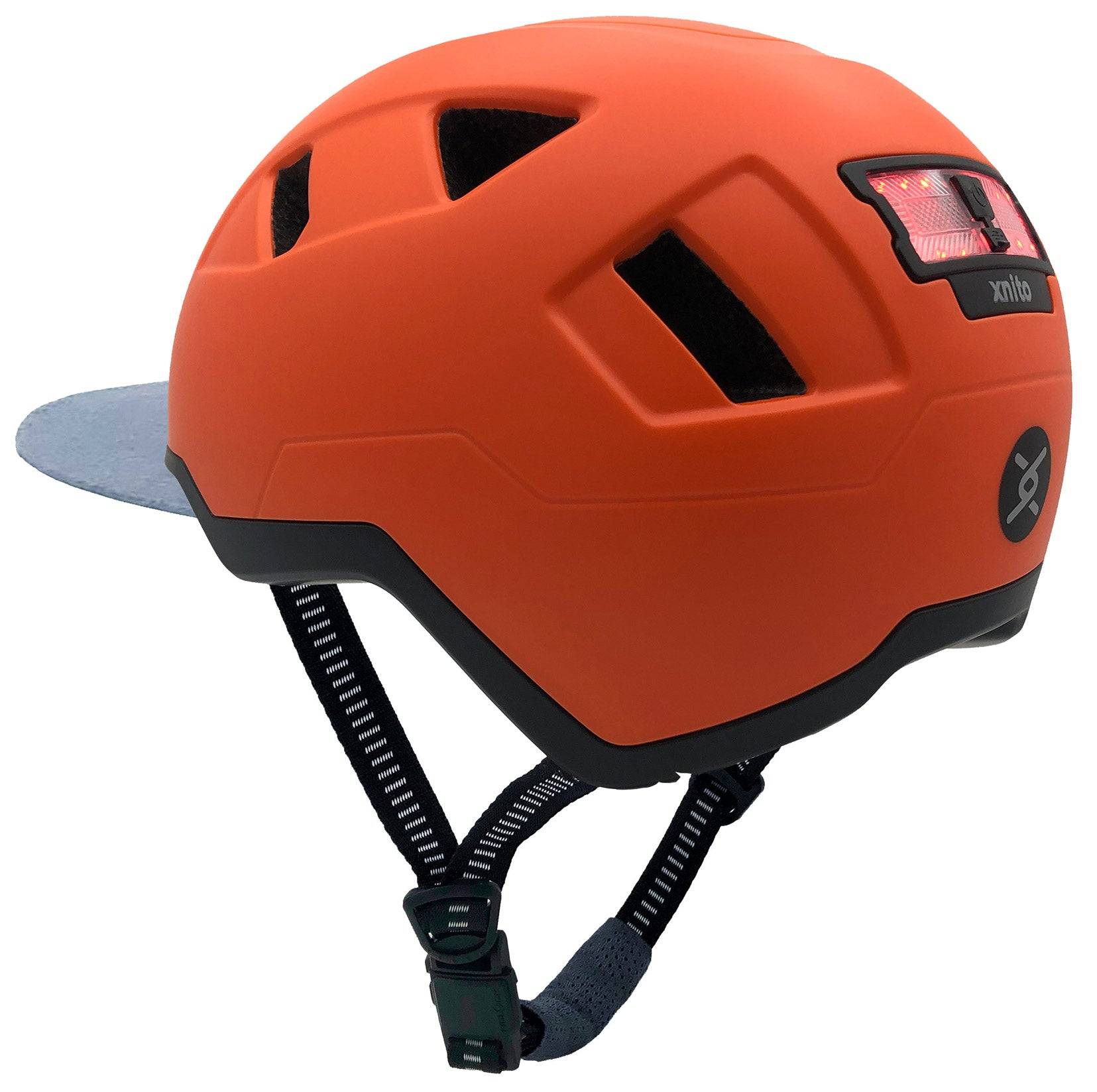 Orange XNITO e-bike helmet with rear light