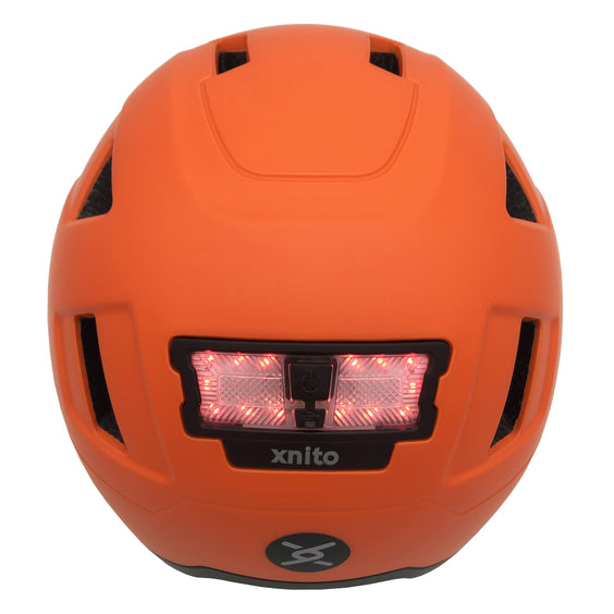 Rear view of XNITO helmet with LED light