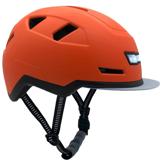 Side view of orange XNITO e-bike helmet