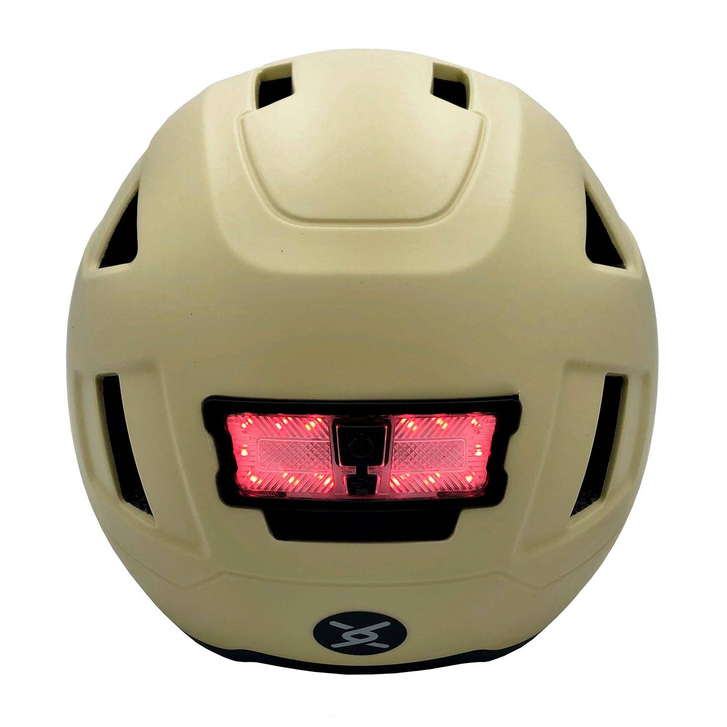 Rear view of Hemp XNITO helmet with red light