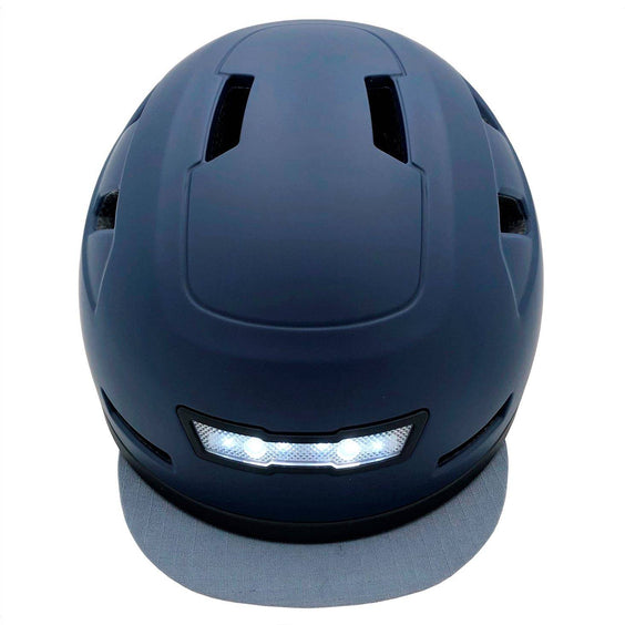 Front view of XNITO helmet with LED light and visor