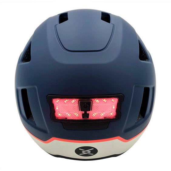 Rear view of XNITO helmet with illuminated LED light