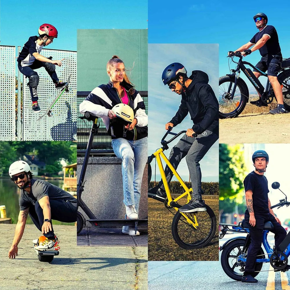 XNITO riders on e-bikes, scooters and boards