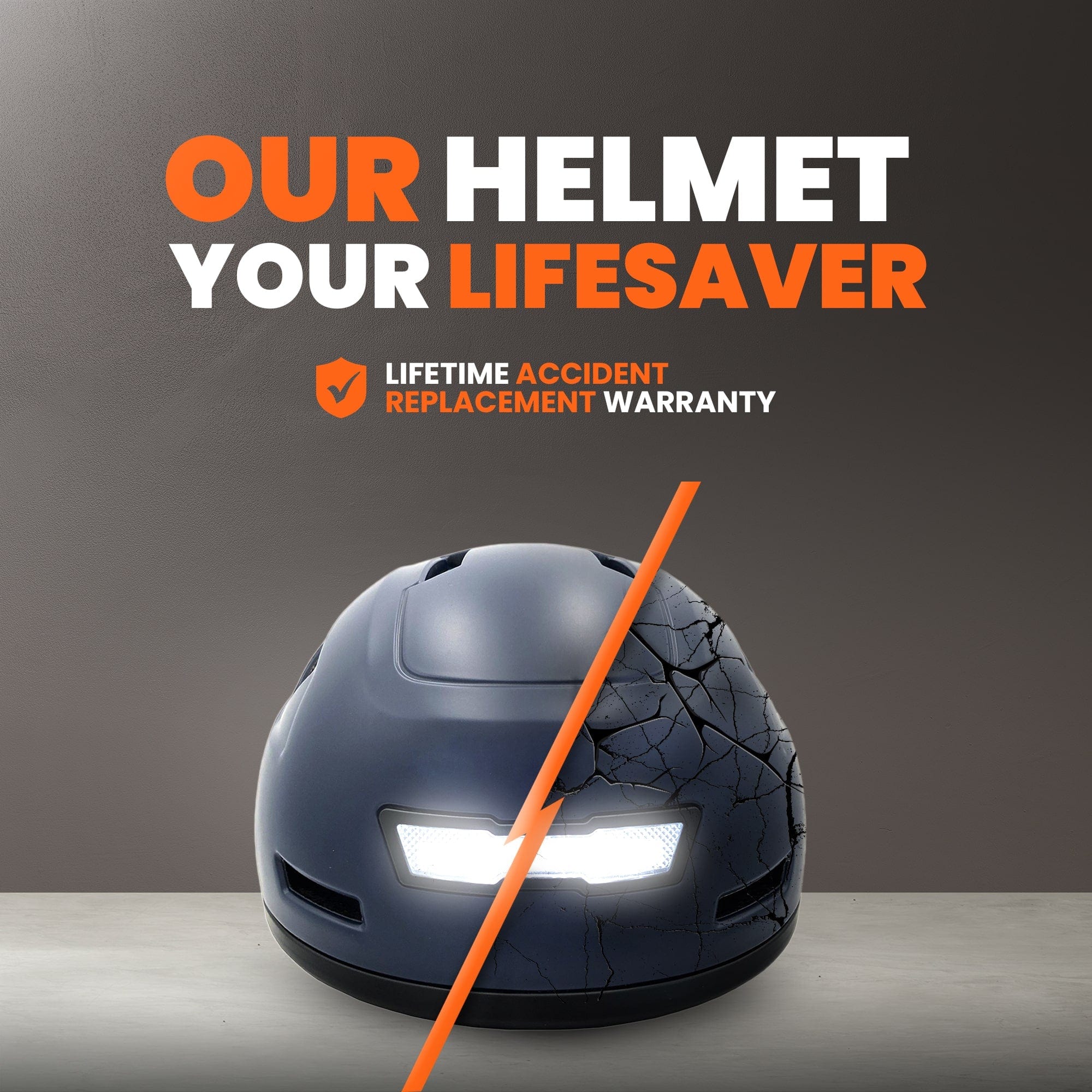 Our helmet, your lifesaver: lifetime accident replacement warranty